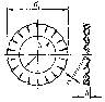 Dessin technique d'un engrenage rond avec vue détaillée d'un bord dentelé. Présente les dimensions et une coupe transversale du profil des dents.