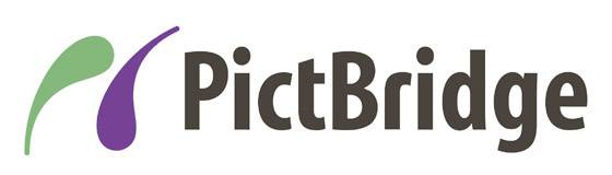 Logo 'PictBridge' avec un élément graphique vert et violet à gauche du texte.