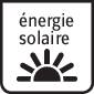Symbole pour 'Fonctionnement solaire' avec un symbole de soleil stylisé en dessous.