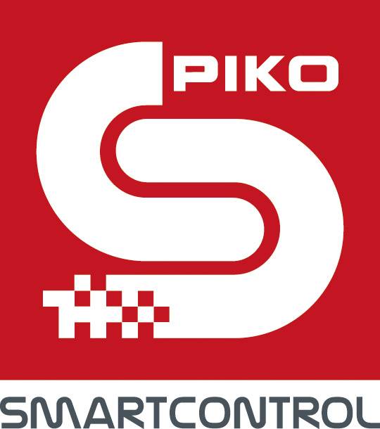 Logo 'PIKO SmartControl' avec un 'S' stylisé et incurvé sur un fond rouge, symbolisant la technique et le contrôle.