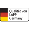 L'image montre le logo portant l'inscription 'Qualité de LAPP Germany' et comprend les couleurs du drapeau allemand.