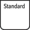 Un symbole simple portant l'inscription « Standard », souvent utilisé dans des contextes techniques ou normatifs.
