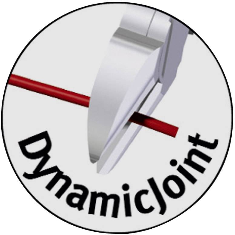 Logo 'DynamicJoint' avec l'illustration d'une articulation rotative et d'une barre rouge, symbolisant la mobilité et la flexibilité.