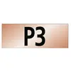 Rectangle brun-rouge avec le texte noir 'P3' au centre.