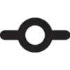 Symbole d'un cercle avec une ligne horizontale traversant son centre sur un fond blanc.