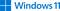 Logo bleu de Windows à côté du texte bleu 'Windows 11' sur un fond blanc.