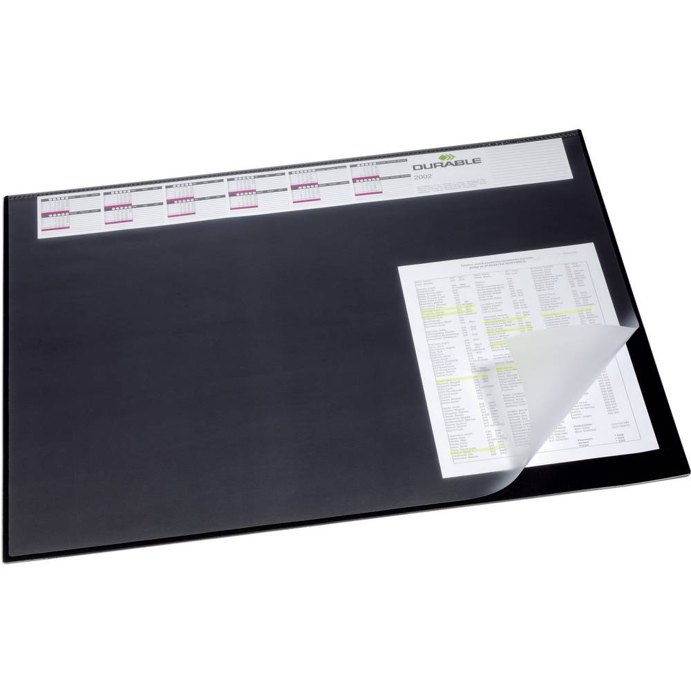 Коврик на стол durable 52х65см черный с прозрачным листом с календ 7204 01