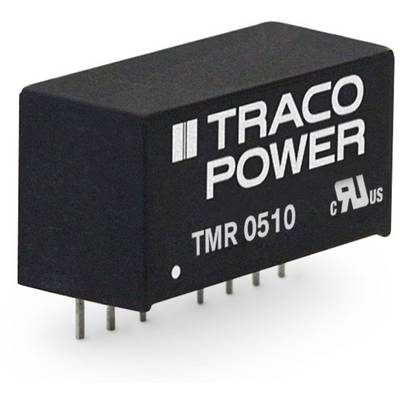 Crni elektronički komponenski blok s natpisom 'Traco Power TMR 0510'. Pet metalnih pinova vidljivo je na donjem dijelu.
