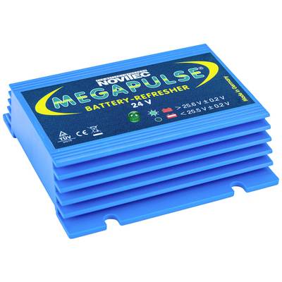Uređaj 'Blaue Megapulse Battery-Refresher 24V' sa zelenim i crvenim elementom osvjetljenja. Koristi se za održavanje baterija.