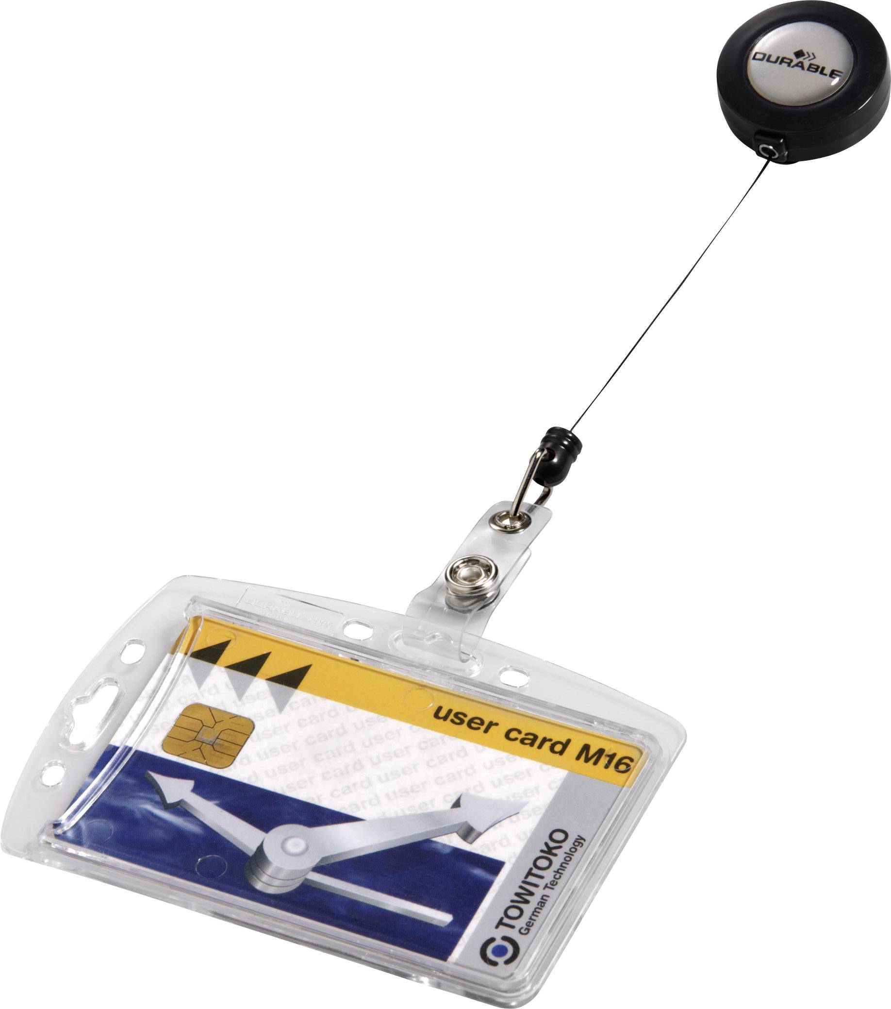 Plastična kartica u prozirnom nosču visi na uvlačivom isječku. Na kartici piše 'user card M16' s grafikom strelice.