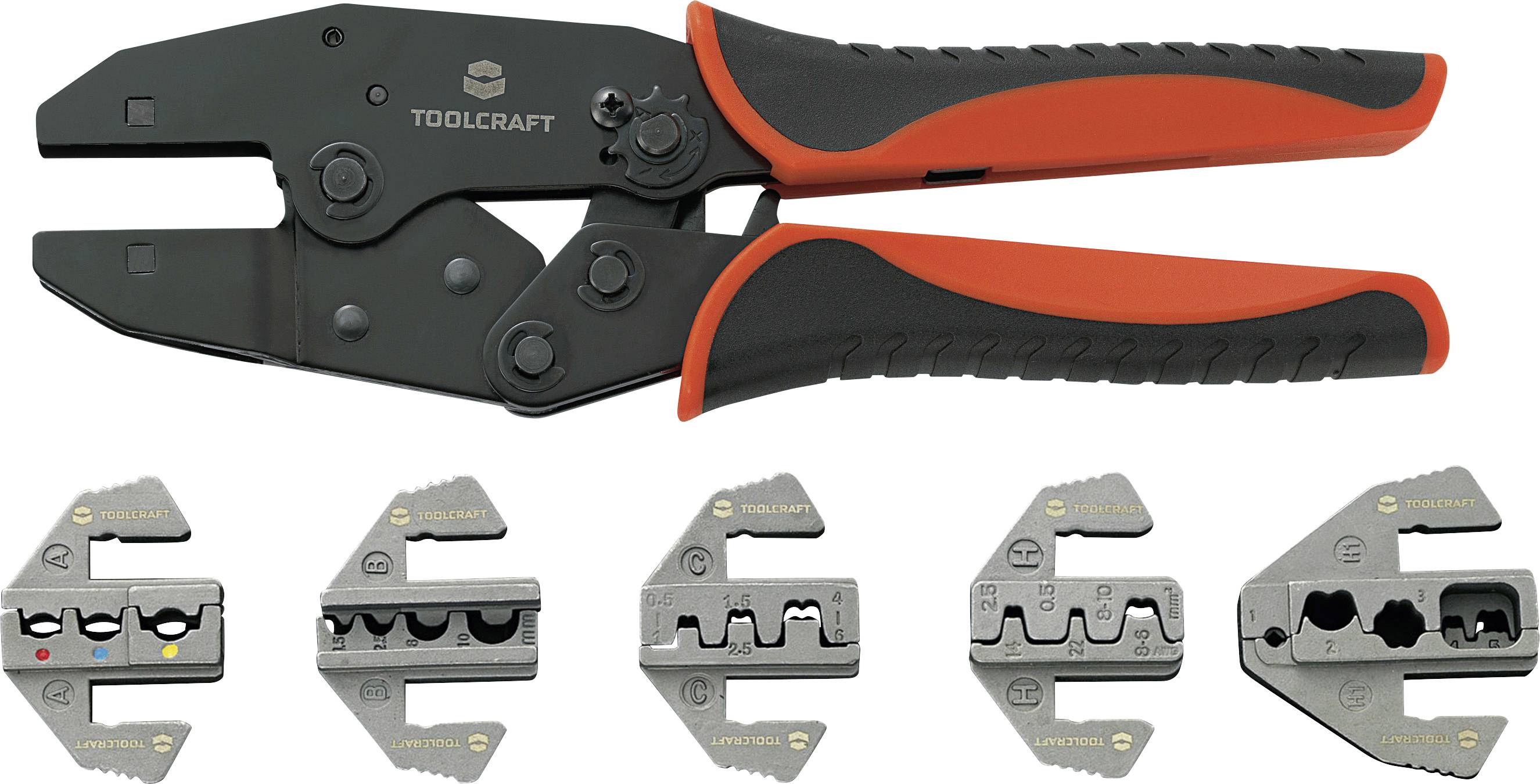 TOOLCRAFT PZ-506 430461 Crimptång-set 6 delar Isolerad kabelsko, Oisolerad, sluten kabelsko, Öppen, oisolerad kabelsko, D-Sub-kontakt, Tändstiftskontakt — Bild 2 av 3