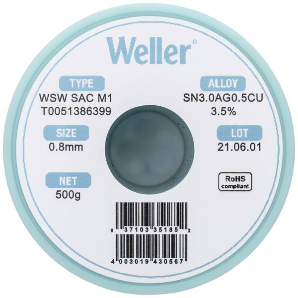 Weller WSW SAC M1 lemna žica, bezolovna svitak  Sn3,0Ag0,5Cu  500 g 0.8 mm