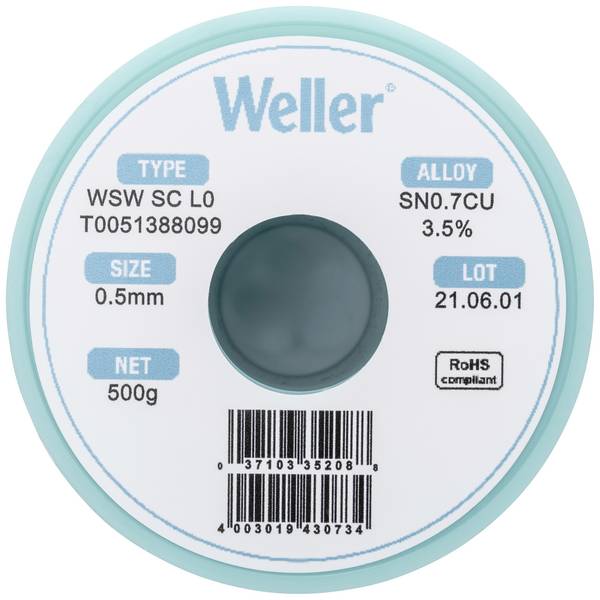 Weller WSW SC L0 lemna žica, bezolovna svitak  Sn0,7Cu  500 g 0.5 mm