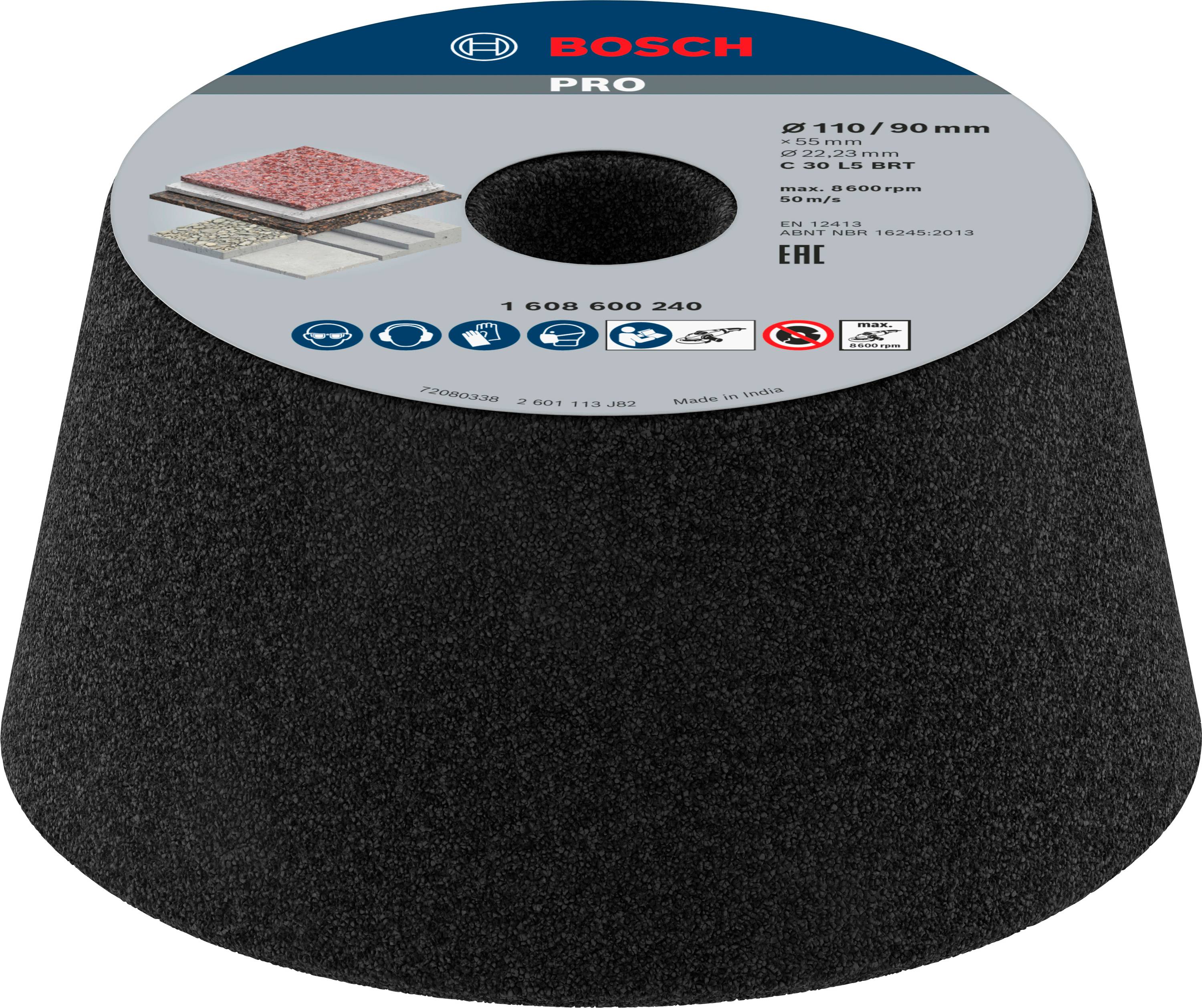 Bosch 1608600240 Schuurkom, conisch-steen/beton 90 mm, 110 mm, 55 mm, 36 Bosch Power Tools 1 stuk(s) afbeelding