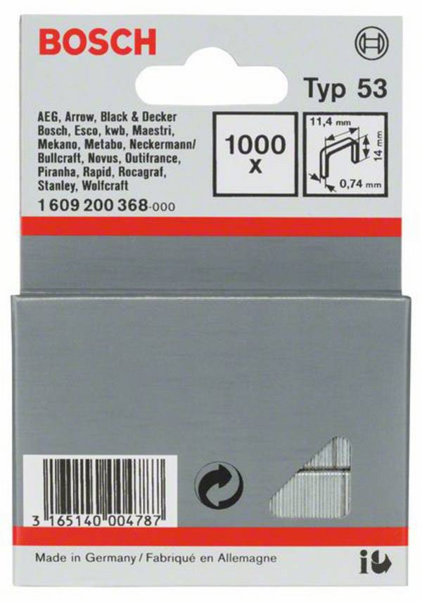 Bosch Accessories 1609200368 spajalice od fine žice tip 53 1000 St. Dimenzije (D x Š) 14 mm x 11.4 mm