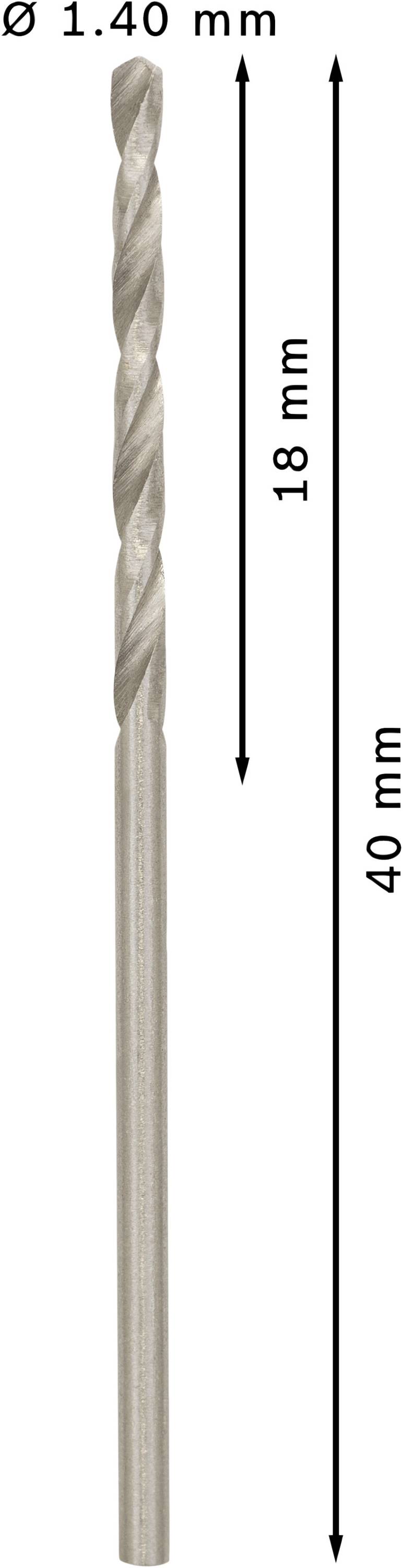 Svrdlo promjera 1,40 mm, duljine 40 mm, duljina rezanja 18 mm.