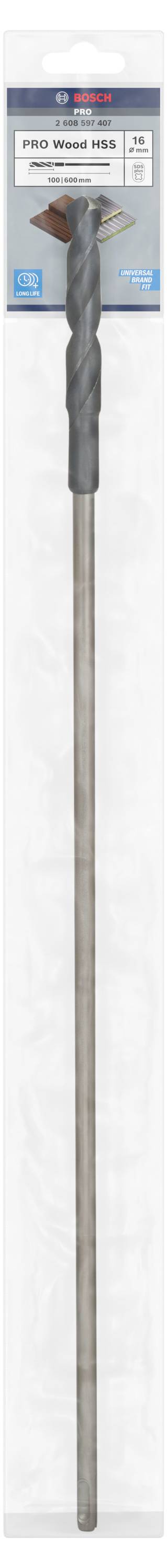 SDS Plus svrdlo od Bosch, promjer 16 mm, pogodno za kamen, beton i ciglu, prikazano u originalnoj ambalaži.