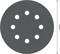 Okrugli brusni papir promjera 125 mm, opremljen s osam probušenih rupa.