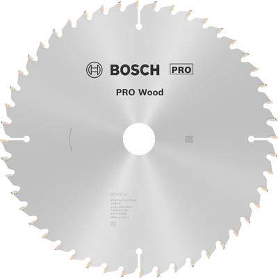 List pile Bosch-a, označen natpisom 'Pro Wood', za obradu drva. Srebrne boje, nazubljen rub.