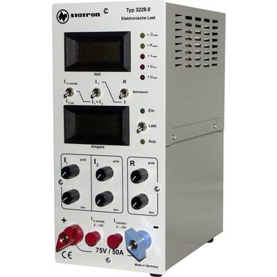 Elektronički opteretni uređaj s pokazivačima za volt i amper, nekoliko gumba i priključaka. Označen kao tip 3229.0 od Statrona.