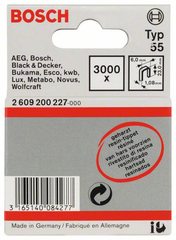 Bosch Accessories 2609200227 uska spajalica tip 55 3000 St. Dimenzije (D x Š) 23 mm x 6 mm