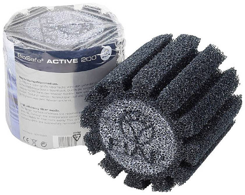 Okrugli filtracijski mediji za akvarije, izrađeni od crnog spužvastog materijala, pakirani u prozirnu plastičnu ambalažu.