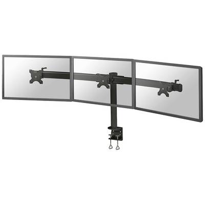 Trostruki nosač monitora za tri zaslona, montiran na radnom stolu. Podržava ergonomski položaj i uštedu prostora.