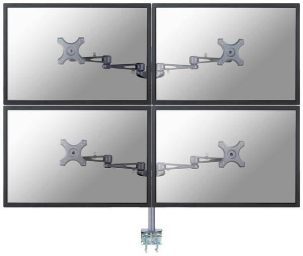 Neomounts FPMA-D935D4  stolni nosač za monitor 4 Zaslon(i) 25,4 cm (10") - 68,6 cm (27") srebrna mogučnost savijana, okretni, rotirajuči