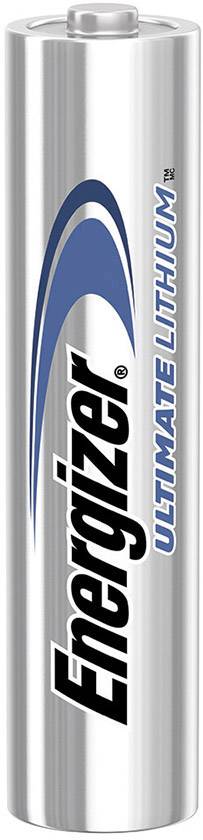 Srebrna AA baterija s natpisom 'Energizer Ultimate Lithium'.