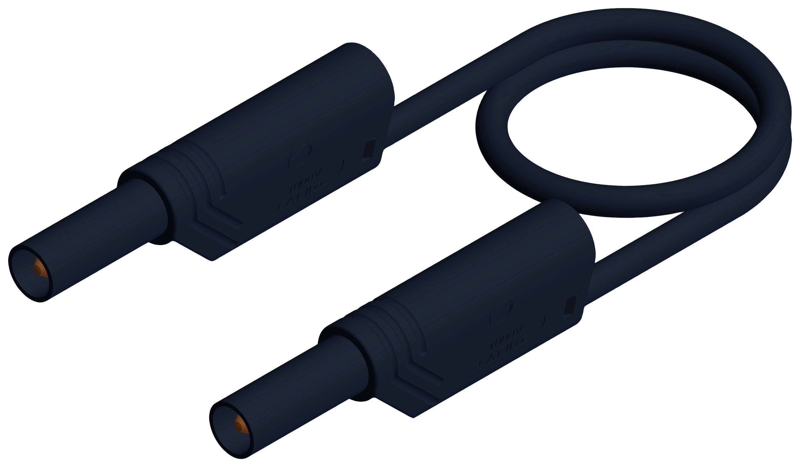 Crni kabel s dva utikača na oba kraja, namotani u petlju.