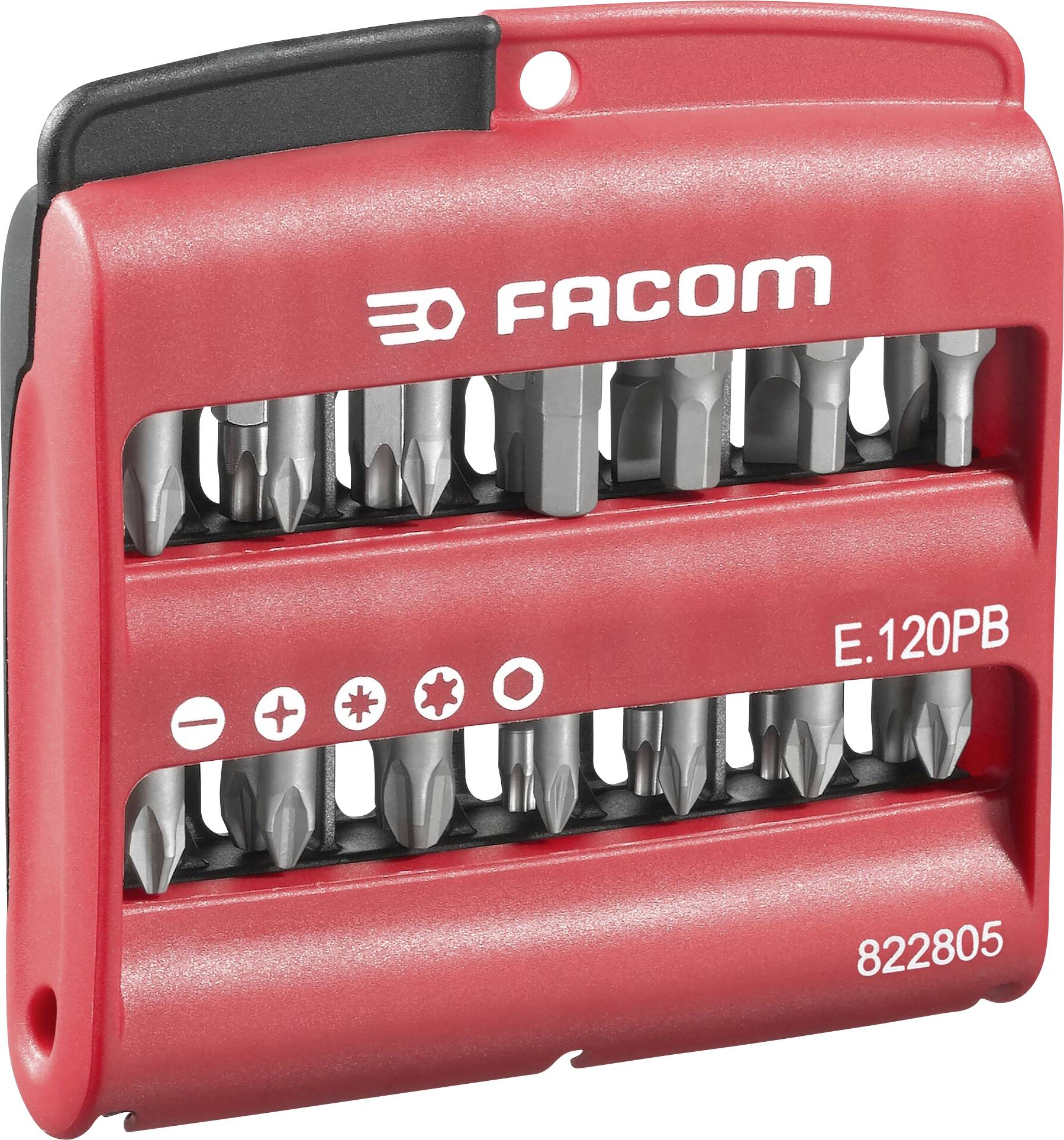 Facom E.120PB Bitset 28-delig Kruiskop Phillips, Kruiskop Pozidriv, Inbus, Binnen-zesrond (TX)