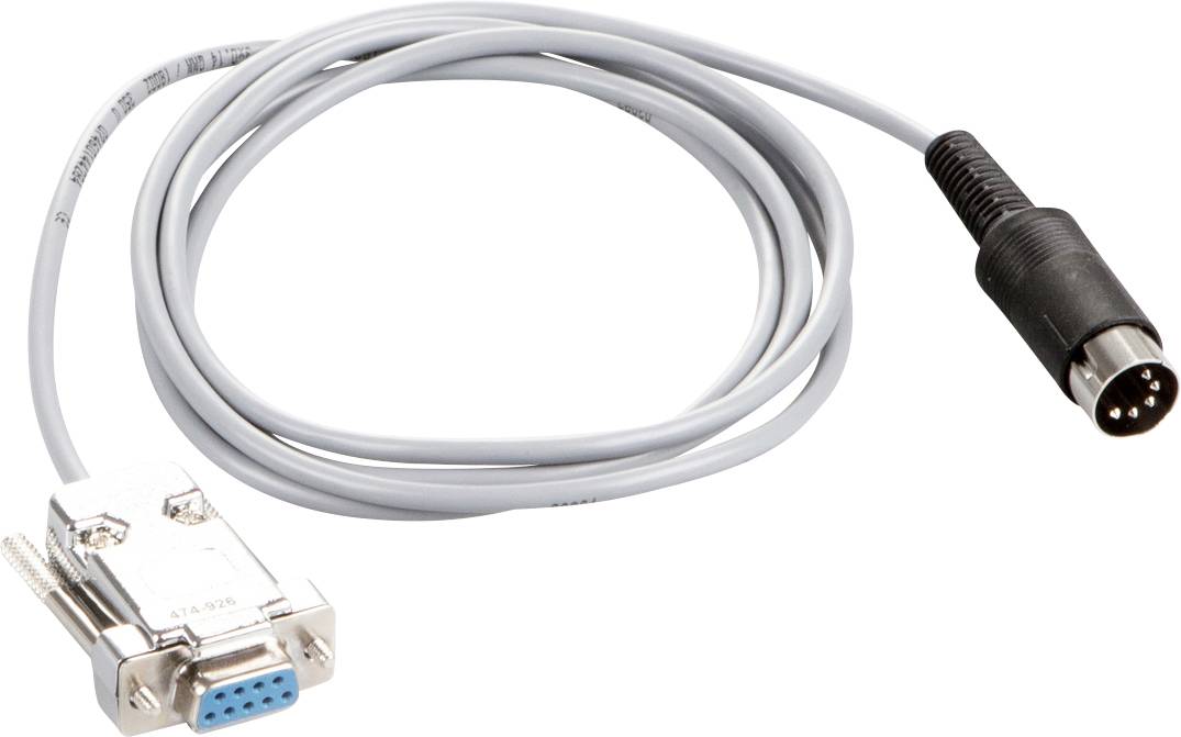 Sivi kabel s 9-pinskim D-Sub utikačem na jednoj strani i 5-pinskim DIN utikačem na drugoj strani.