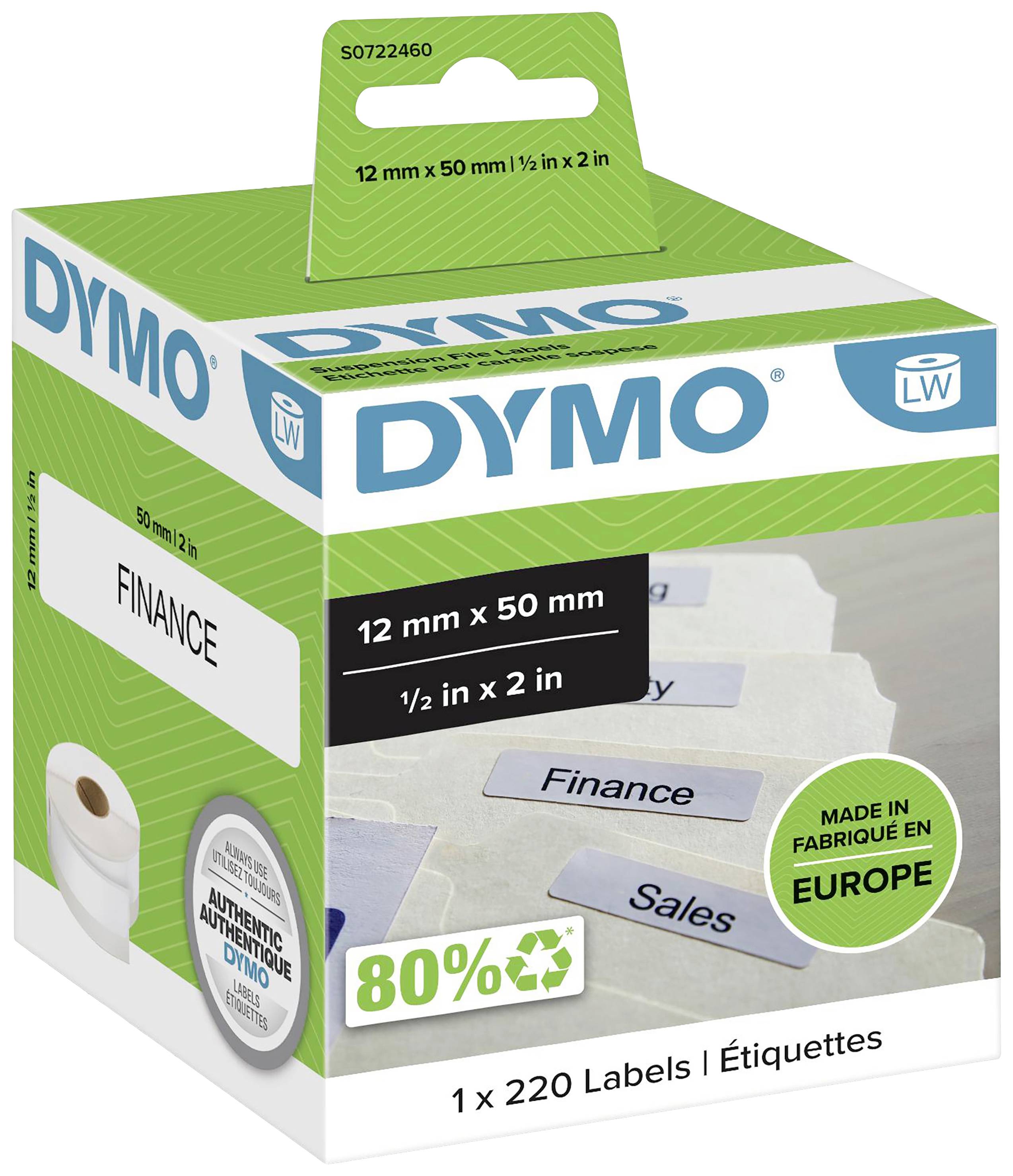Dymo Étiquettes dossiers suspendus S0722460 LabelWriter 12 x 50 mm Boîte de 220 étiquettes - vue 1