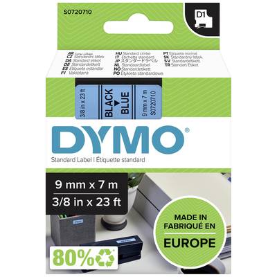 Ambalaža za DYMO standardne naljepnice, plava i crna boja, 9 mm x 7 m. Izrađeno u Europi. 80% recikliranog materijala.