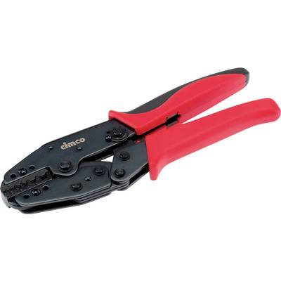 Crveno-crni ručni alat za krimpanje s ergonomskom ručkom, koji se koristi za pritiskanje konektora na električne kabele.