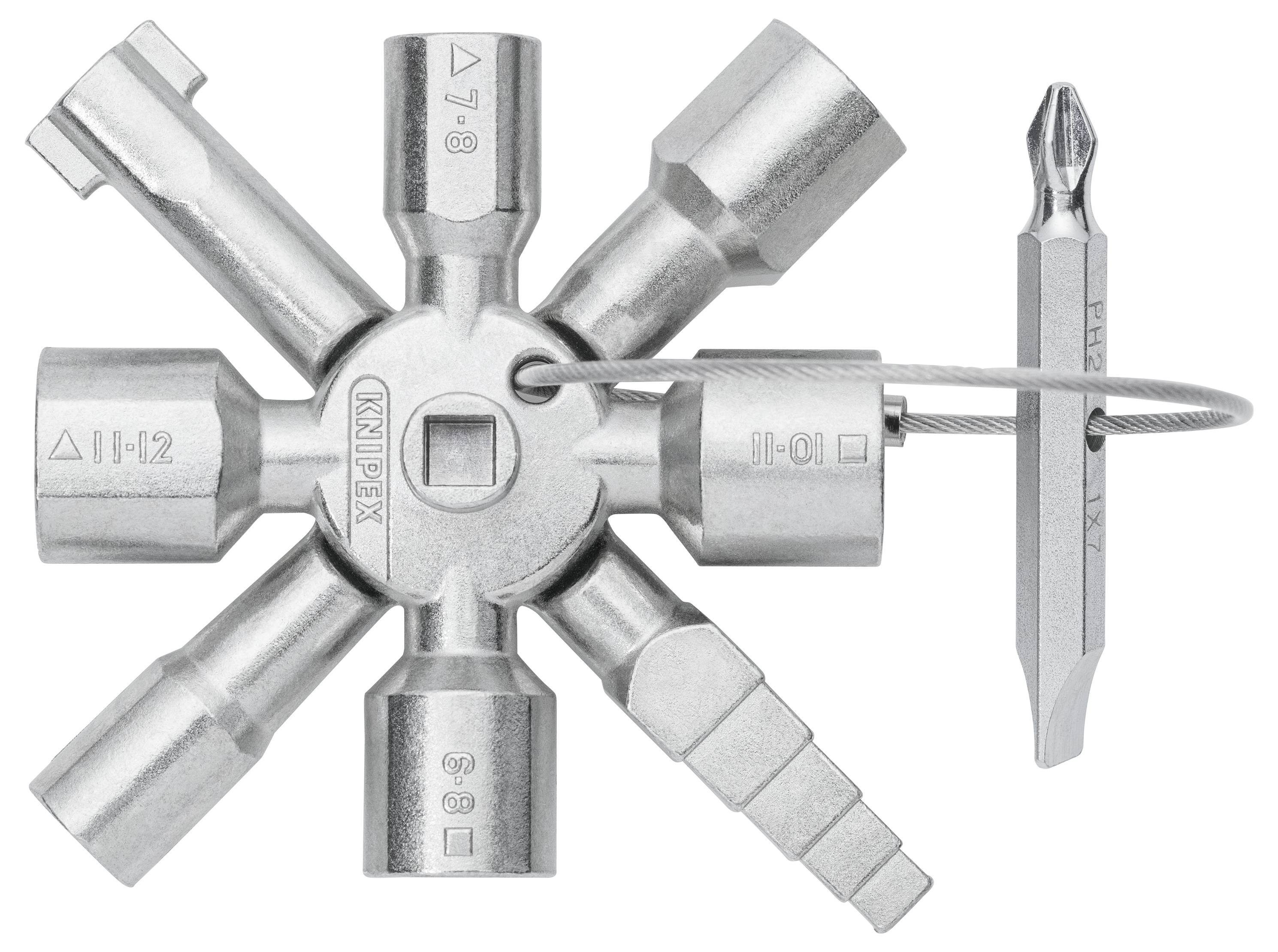 'KNIPEX TwinKey' višenamjenski alat s 8 krakova za različite primjene, s odvojivom bitom za odvijač.
