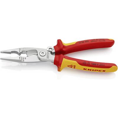 Crveno-žuta kombinirana kliješta marke Knipex s izoliranim ručkama, podesiva za radove do 1000V, s utiskom 'Made in Germany'.