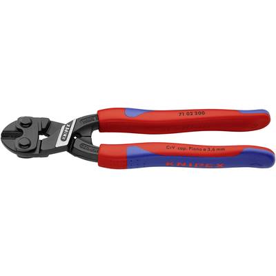 Knipex škare za vijke s crvenim i plavim ručkama za čelik, model broj 71 02 200, prikladne za žice do 3,6 mm.