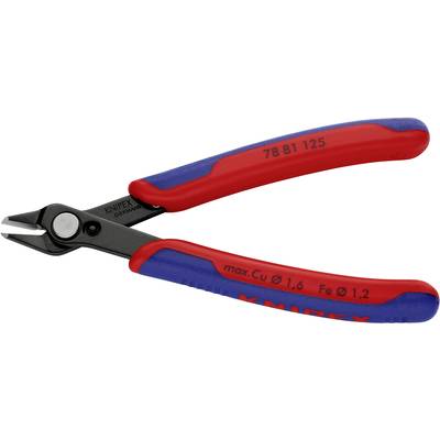 Crvene i plave Knipex kliješta, model 78 81 125, pogodne za rezanje bakrene žice do 1,6 mm i željezne žice do 1,2 mm.