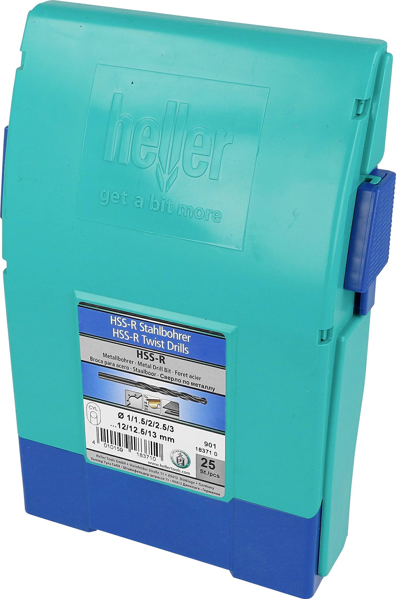 Heller 18371 0 HSS Metaal-spiraalboorset 25-delig 1 mm, 1.5 mm, 2 mm, 2.5 mm, 3 mm, 3.5 mm, 4 mm, 4.5 mm, 5 mm, 5.5 mm, 6 mm, 6.5 mm, 7 mm, 7.5 mm, 8 mm, 8.5