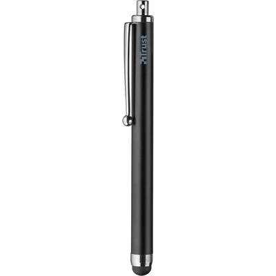 Crni stylus-olovka sa srebrnim kopčom, pogodan za zaslone osjetljive na dodir na pametnim telefonima i tabletima.