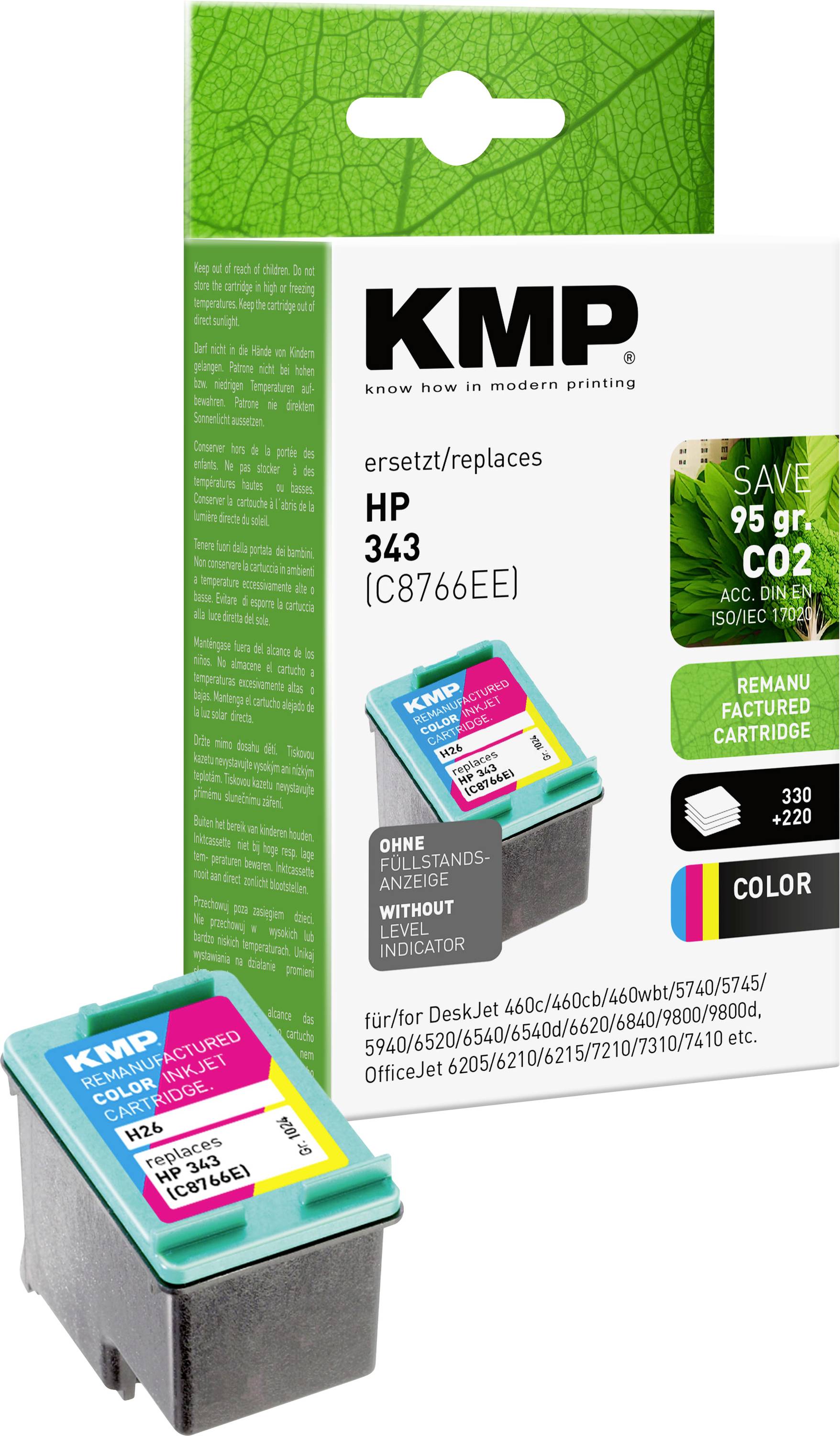 'HP patrona 343 (C8766EE) kao zamjena za KMP, renovirana. Prikladna za različite HP DeskJet i OfficeJet modele.'