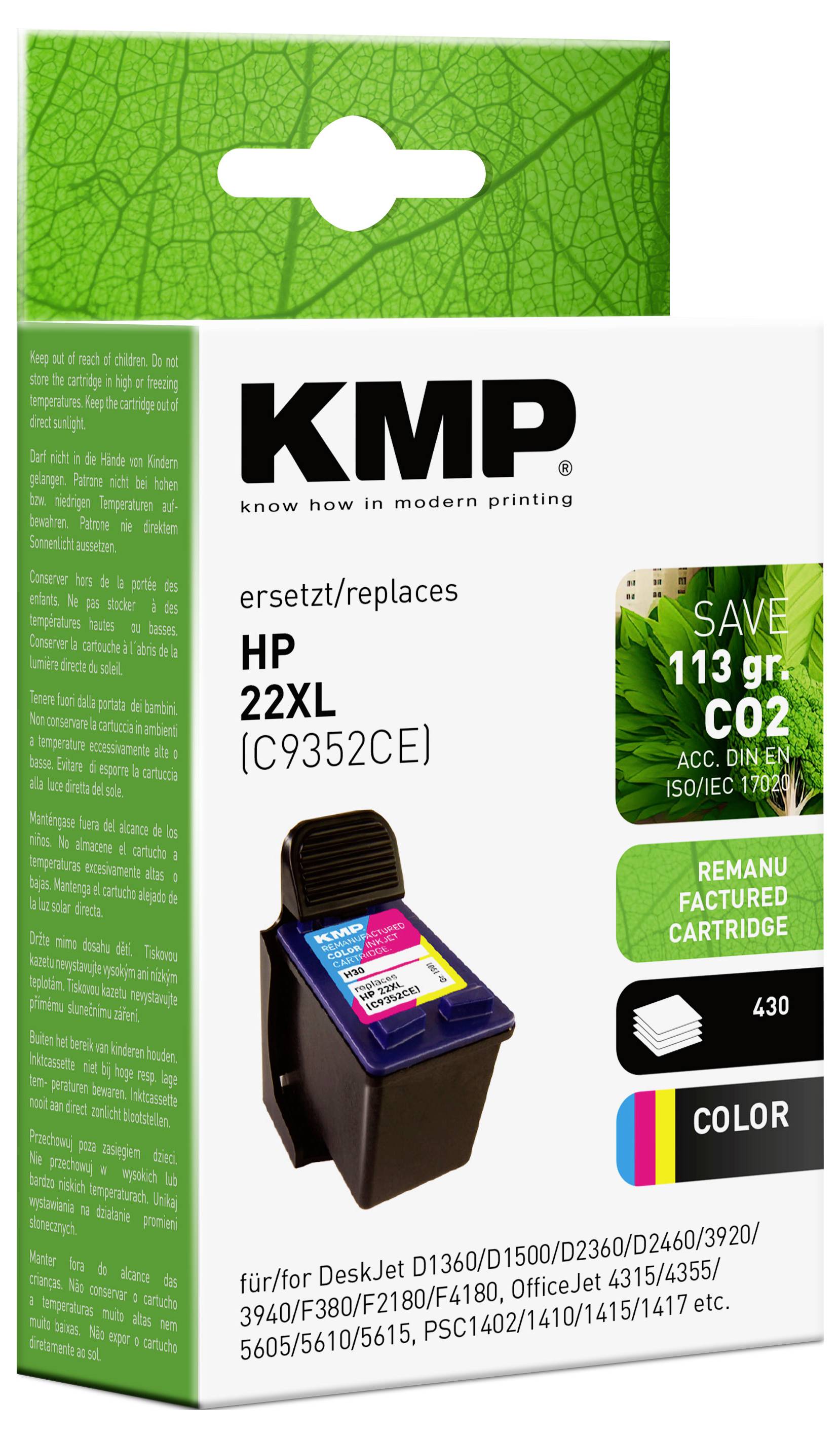 HP tinta 22XL, zamjenjuje C9352CE, za različite DeskJet i OfficeJet modele. Savjet za uštedu: 113g manje CO2 emisije.
