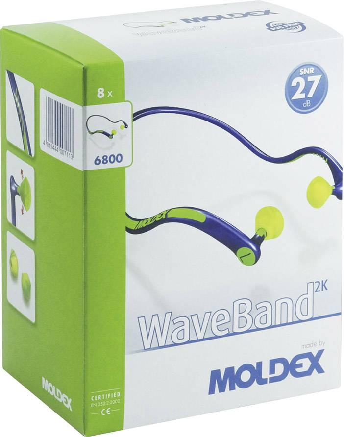 Pakiranja čepića za uši marke 'Moldex', model 'WaveBand 2K' s trakom za vrat, SNR 27 dB, sadržava 8 komada.