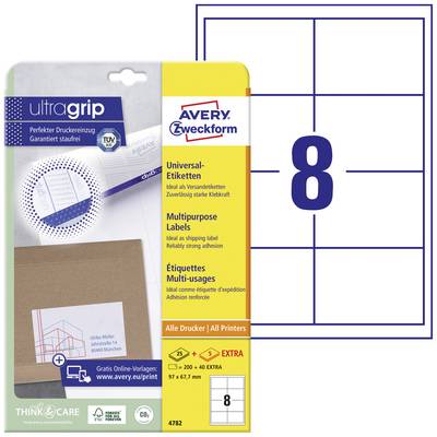 Naljepnice Avery Zweckform, 8 naljepnica po listu, veličina 97 x 67,7 mm, univerzalne naljepnice pogodne za sve tiskače.
