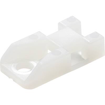 Bijeli pravokutni plastični dio s rupama i povišenim sredinom, vjerojatno element za montažu ili spajanje.