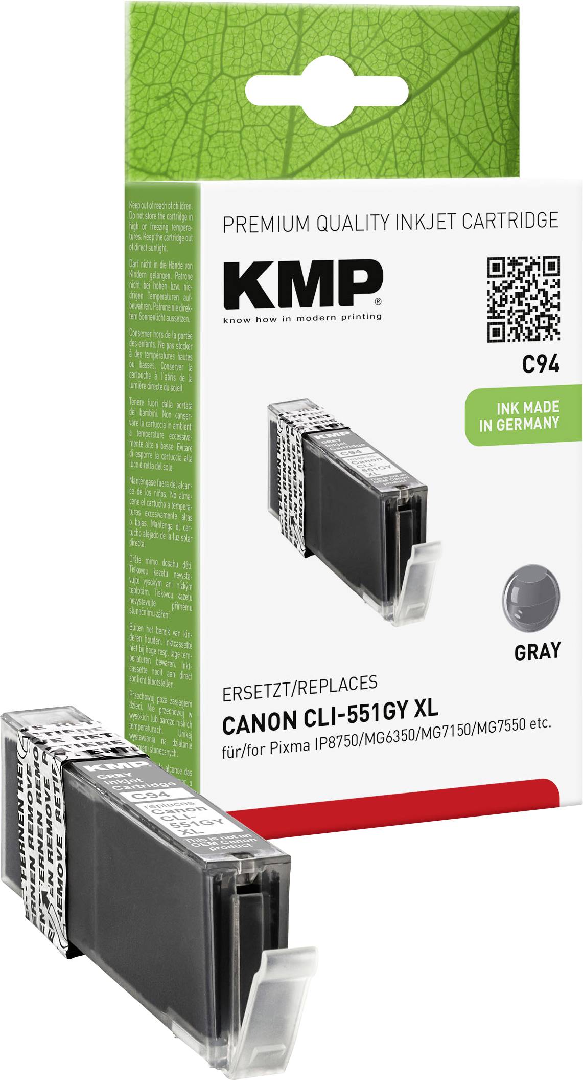 KMP tinta zamijenjen Canon CLI-551GY XL kompatibilan siv C94 1519,0041