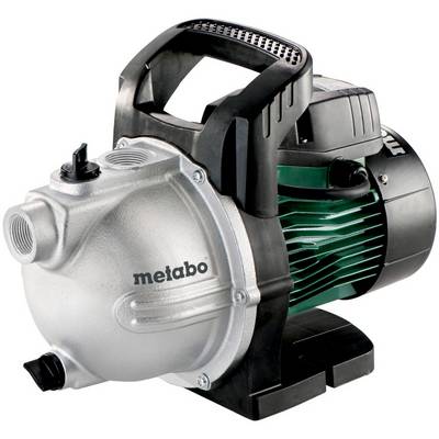 Prenosiva Metabo električna vodena pumpa s rukom za nošenje, srebrnim kućištem pumpe i zelenim motorom na crnoj bazi
