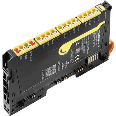 Elektronička upravljačka jedinica pravokutnog oblika s nekoliko žutih priključnih stezaljki, crnim kućištem i utisnутim tehničkim podacima.