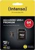 Intenso Premium microSDXC kartica 64 GB Class 10, UHS-I uklj. sd-adapter
